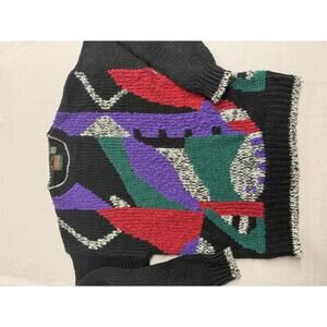 Vintage Hand Knit Sweater Cubic / Geometric Art Oakton - L